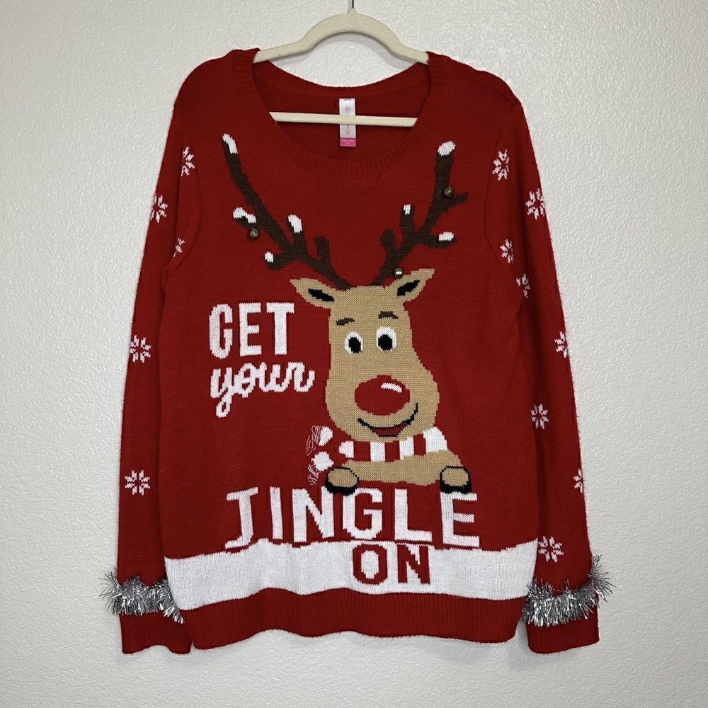 No Boundaries Get Your Jingle On Red Crewneck Sweater